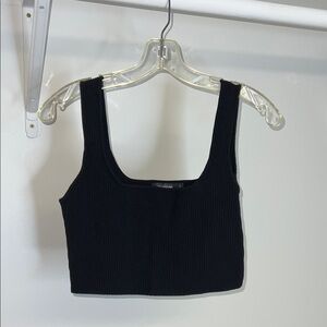 Glassons Black‎ Ribbed Crop Top- L